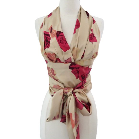 SOPHIE SITBON Floral print silk 2pc Halter dress F 38 US 6 S - Picture 3 of 10